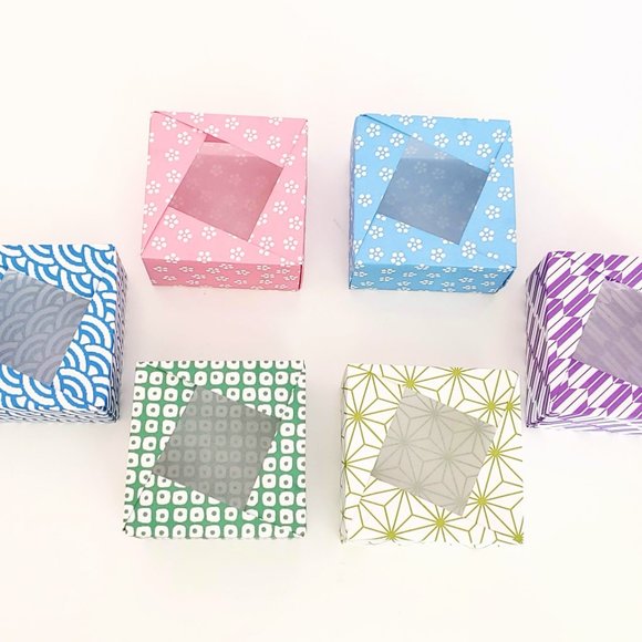 8 Pack Small Origami Boxes w/ Window | Gift Wrapping Ideas | Party Favors - Picture 4 of 7